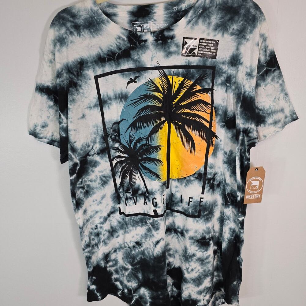 DIKOTOMY Tie Dye Palm Tree Graphic T-Shirt sz Large NWT